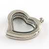 Heart Alloy Rhinestone Magnetic Floating Locket Pendants PALLOY-S039-04-2