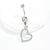 Minimalist Fashion Brass Cubic Zirconia Heart Belly Button Rings for Women JF4184-1