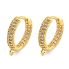 Rack Plating Brass Micro Pave Clear Cubic Zirconia Hoop Earrings Findings KK-F876-20G-1