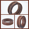 DELORIGIN 8Pcs 2 Style Wood Grooved Finger Ring Settings WOOD-DR0001-01-3