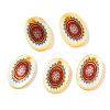 Natural Freshwater Shell Double Face Printed Oval Charms SHEL-T020-05G-1