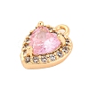 Brass Micro Pave Cubic Zirconia Charms KK-Z066-05G-01-2