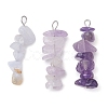 Gradient Color Natural Amethyst & Natural Blue Lace Agate Chip Beaded Pendants PALLOY-JF02791-03-1