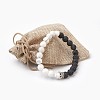Natural Lava Rock Beads and Natural Howlite Beads Stretch Bracelets BJEW-JB03851-03-3