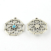 Filigree Flat Round Tibetan Style Alloy Synthetic Turquoise Pendants G-D732-AS-1
