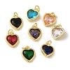 Heart Brass Glass Charms KK-R162-065G-1