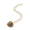 Brass Curb Chain Extender with Gemstone Heart Tiny Charm FIND-JF00102-2