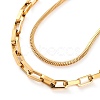 304 Stainless Steel Double Layer Square Snake Chain & Cable Chain Necklaces for Women NJEW-G140-01B-G-2