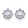 Brass Micro Pave Clear Cubic Zirconia Charms KK-N216-555P-2