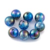 UV Plating Rainbow Iridescent Acrylic Crackl Beads PACR-C009-02A-1