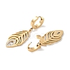 Feather 304 Stainless Steel Polymer Clay Rhinestone Dangle Earrings EJEW-L283-005G-2