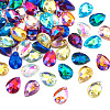 Pandahall 72pcs 12 colors Teardrop Shape Sew on Rhinestone GLAA-TA0001-45-11