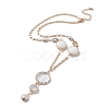 Glass Flat Round Lariat Necklace with Brass Chains NJEW-A015-16KCG-1