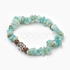 Natural & Synthetic Mixed Stone and Wood Beads Stretch Bracelets BJEW-JB03859-2
