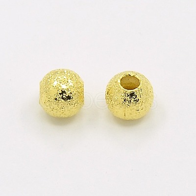 4mm Golden Color Brass Round Spacer Textured Beads X-EC247-G-1