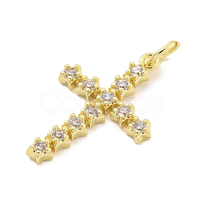 Rack Plating Brass Micro Pave Clear Cubic Zirconia Pendants KK-Q814-09G-1