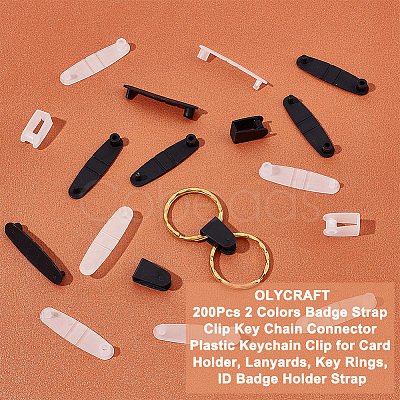 Olycraft 200Pcs 2 Colors Badge Strap Clip Key Chain Connector Plastic Keychain Clip for Card Holder FIND-OC0002-90-1