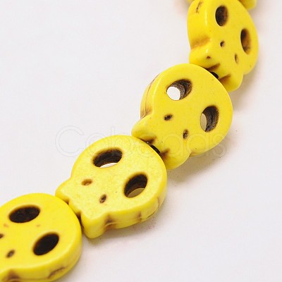 Skull Synthetic Turquoise Beads Strands TURQ-I023-28x25mm-08-1