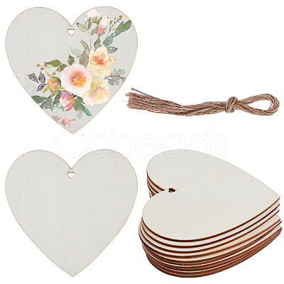 Heart Unfinished Wood Cutouts Ornaments WOOD-WH0002-33-1