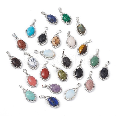 Natural & Synthetic Mixed Gemstone Pendants G-P492-03P-1