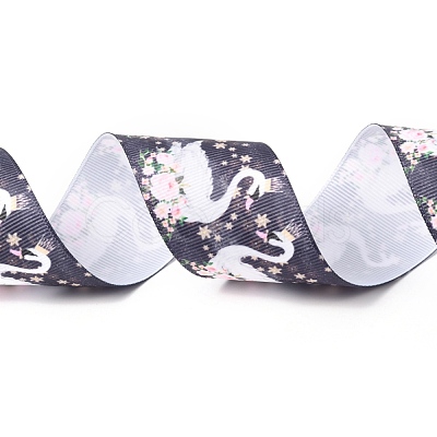 Swan Pattern Printed Grosgrain Ribbon OCOR-I010-02A-1