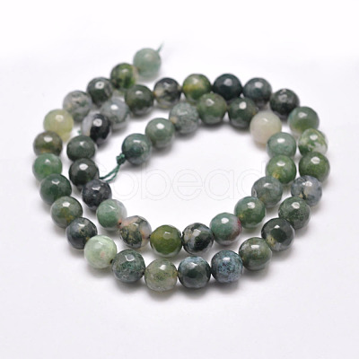 Natural Moss Agate Beads Strands X-G-F350-8mm-1