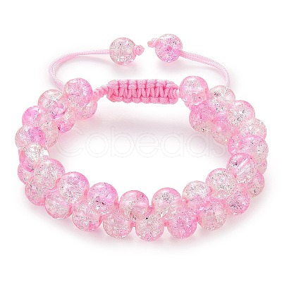 Sparkling Round Glass Braided Bead Bracelet BJEW-SW00082-11-1