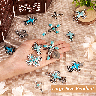 Pandahall 14Pcs 7 Styles Synthetic Turquoise Big Pendants G-TA0001-42-1