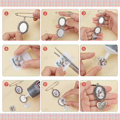 SUNNYCLUE DIY Wedding Boutonniere Angel Photo Charm Brooch Pin Making Kit DIY-SC0019-22-1