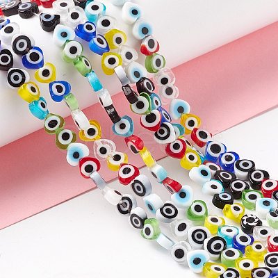 Handmade Evil Eye Lampwork Beads Strands LAMP-F023-A-1