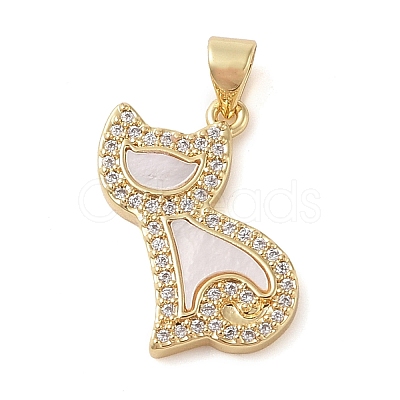 Brass Micro Pave Clear Cubic Zirconia Pendant KK-I712-59G-01-1