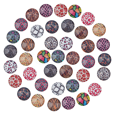 SUNNYCLUE 200Pcs Animal Skin Printed Glass Cabochons GGLA-SC0001-54-1