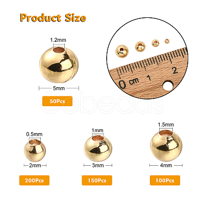 500Pcs 4 Styles Brass Round Spacer Beads KK-CJ0001-79-1