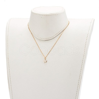 Brass Micro Pave Clear Cubic Zirconia Pendant Necklaces NJEW-JN03400-1