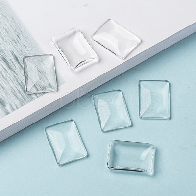 Transparent Rectangle Glass Cabochons X-GGLA-R025-25x18-1