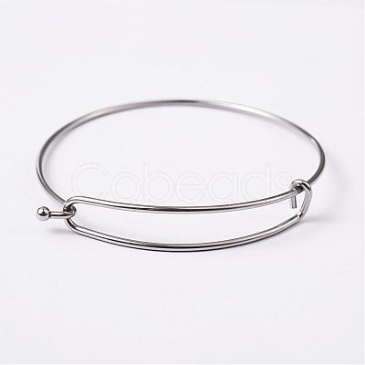 Tarnish Resistant Adjustable 304 Stainless Steel Expandable Bangle Making BJEW-L604-09P-1