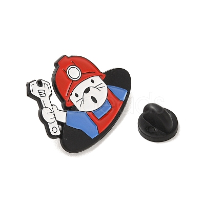 Fire Extinguishing Theme Black Alloy Enamel Pin Brooches JEWB-R272-03A-1