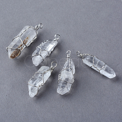 Natural Quartz Crystal Pendants G-Q458-33-1