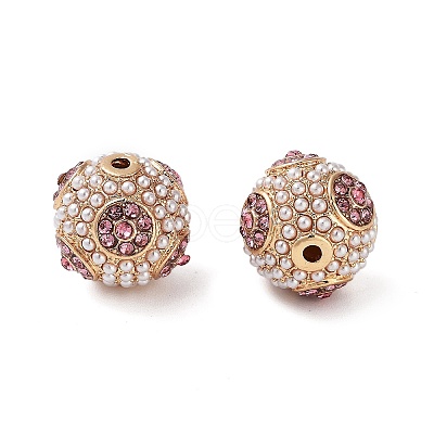 Golden Plated Alloy Rhinestone Beads FIND-E046-14G-01-1