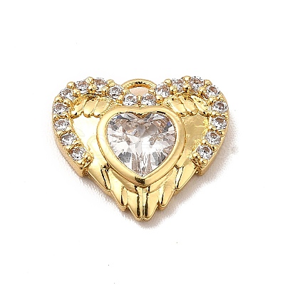 Rack Plating Brass Micro Pave Cubic Zirconia Charms KK-P230-19G-01-1