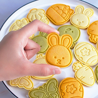 8Pcs 8 Styles Easter Theme Plastic Cookie Cutters EAER-PW0001-066-1