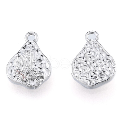 Brass Micro Pave Clear Cubic Zirconia Charms KK-N216-569P-1