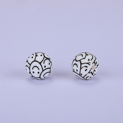 Printed Round Silicone Focal Beads SI-JX0056A-39-1