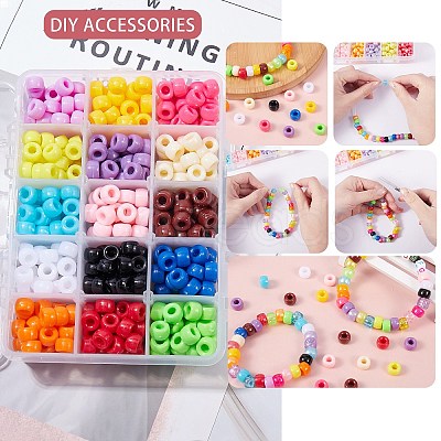 121.5G 15 Colors Opaque Acrylic European Beads SACR-SZ0001-09-1