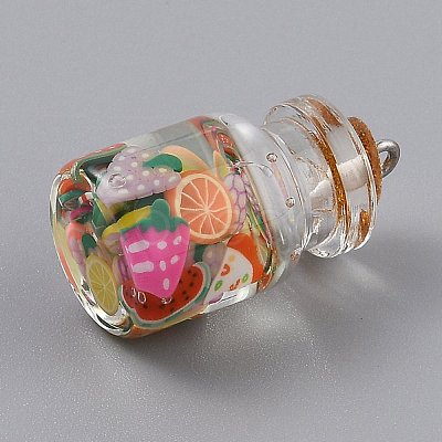 Transparent Glass Wishing Bottle Pendant Decorations EGLA-B002-02F-1