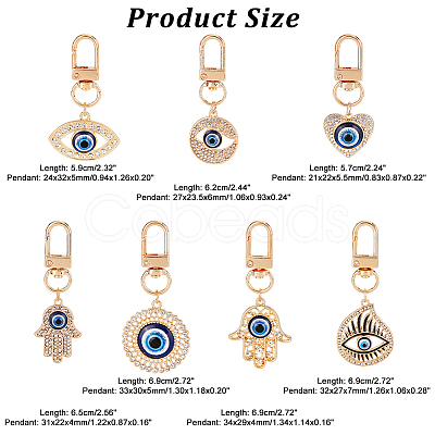 Nbeads 7Pcs 7 Style Evil Eye Resin Pendant Decorations AJEW-NB0003-92-1