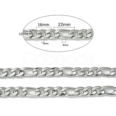 Tarnish Resistant Stainless Steel Figaro Chains STAS-M032-45P-3mm-1