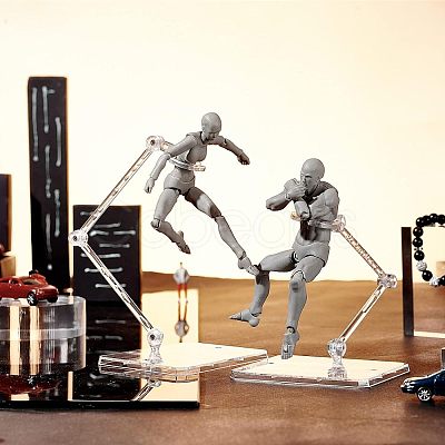 Fingerinspire 12Set 3 Colors Plastic Stand Base Action Figure Display Holder ODIS-FG0001-38-1