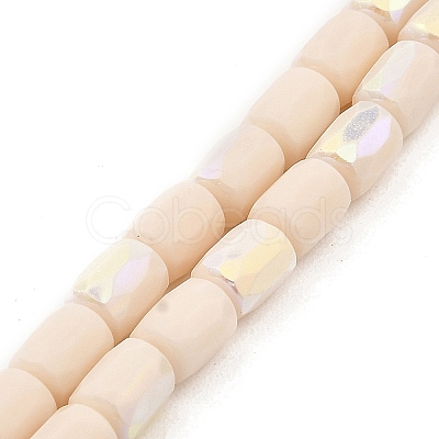 Frosted Imitation Jade Glass Beads Strands GLAA-P058-07B-12-1