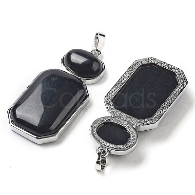 Natural Obsidian Human Body Shaped Pendants G-P552-03P-05-1